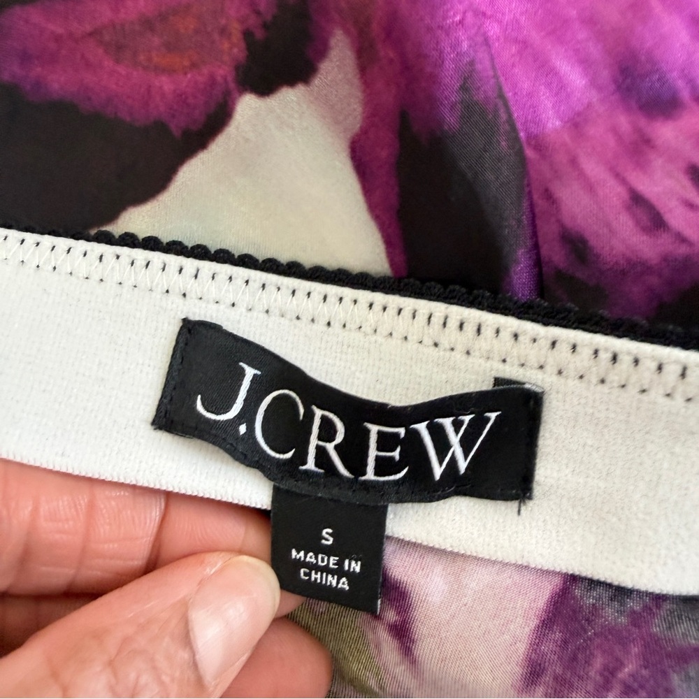 J. Crew Floral Skirt with Purple Floral Print and Black Lace Trim size S - Picture 4 of 4